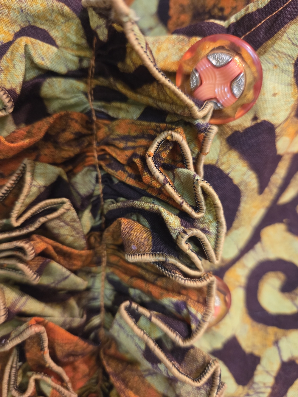 Orange & Green Printed Ruffle-Front Women’s Skirt Set - Picture 3 of 14